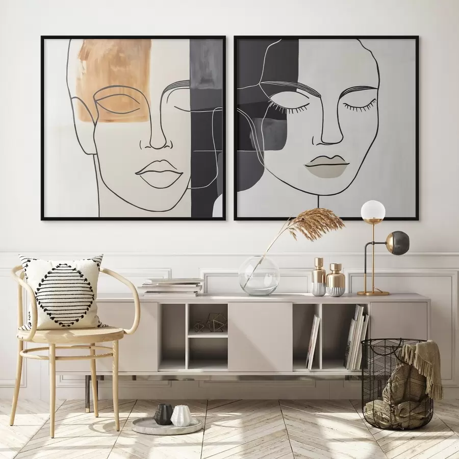 Fototapeedid Mehe ja naise abstraktsed portreed d00720