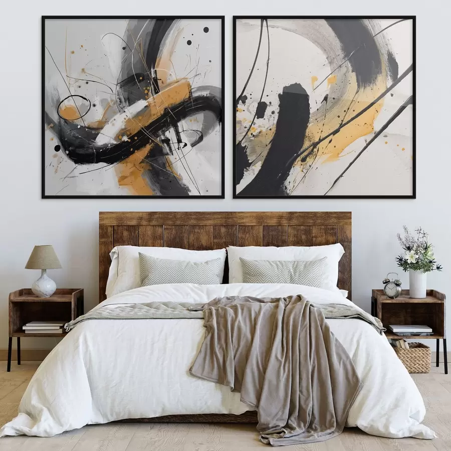 Fototapeedid Väljendus kollastes ja mustades toonides d00739