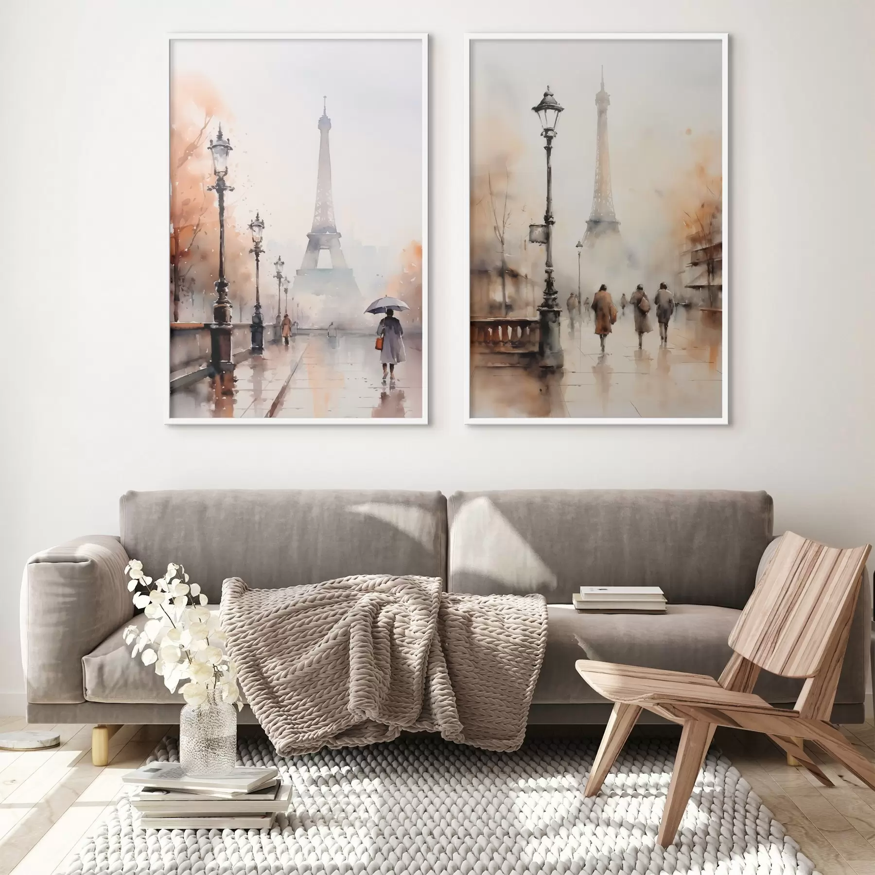 Fototapeedid Vihmane sügispäev Pariisis, taustal Eiffeli torn ja vanaaegsed tänavavalgustid d00821