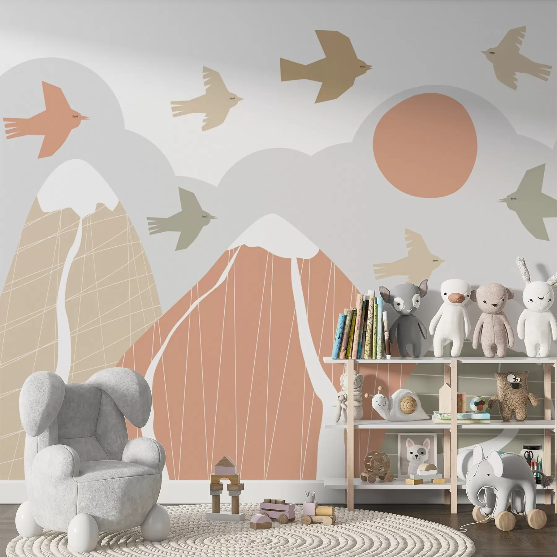 Fototapeedid Skandinaavia mäed ja linnud w05166