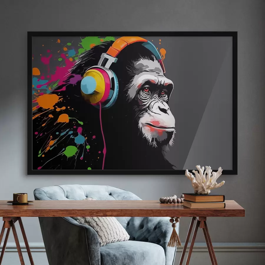 Fototapeedid Kõrvaklappidega ahv f47385