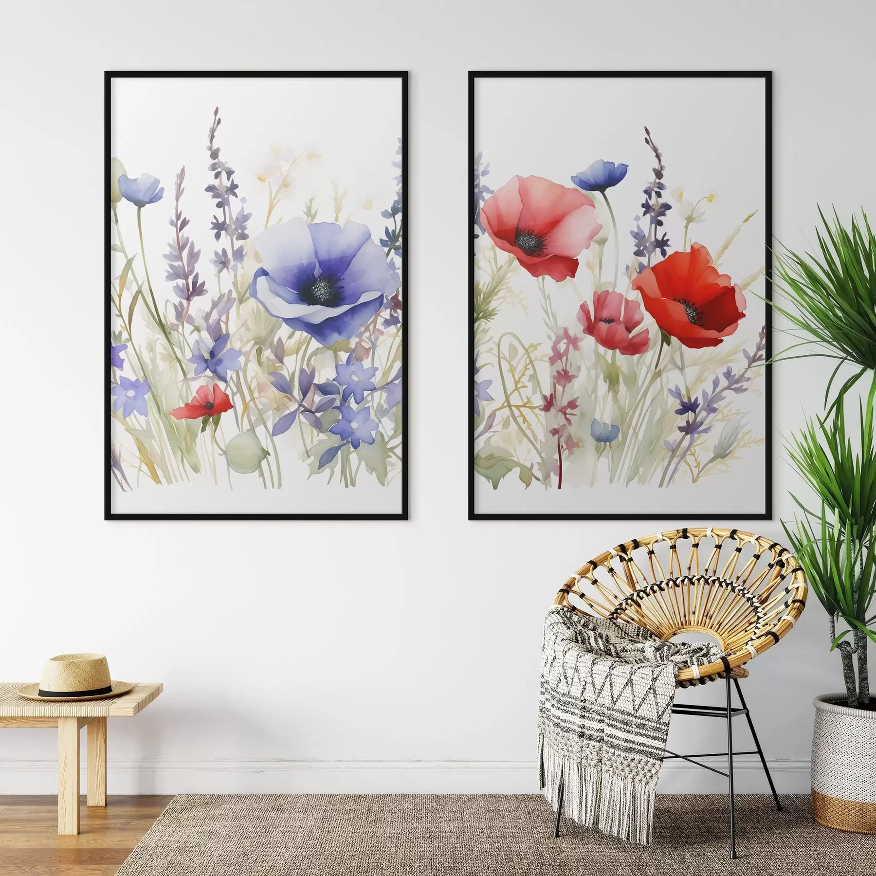 Fototapeedid Põldudel kasvavad moonid, akvarelliefekt d01067