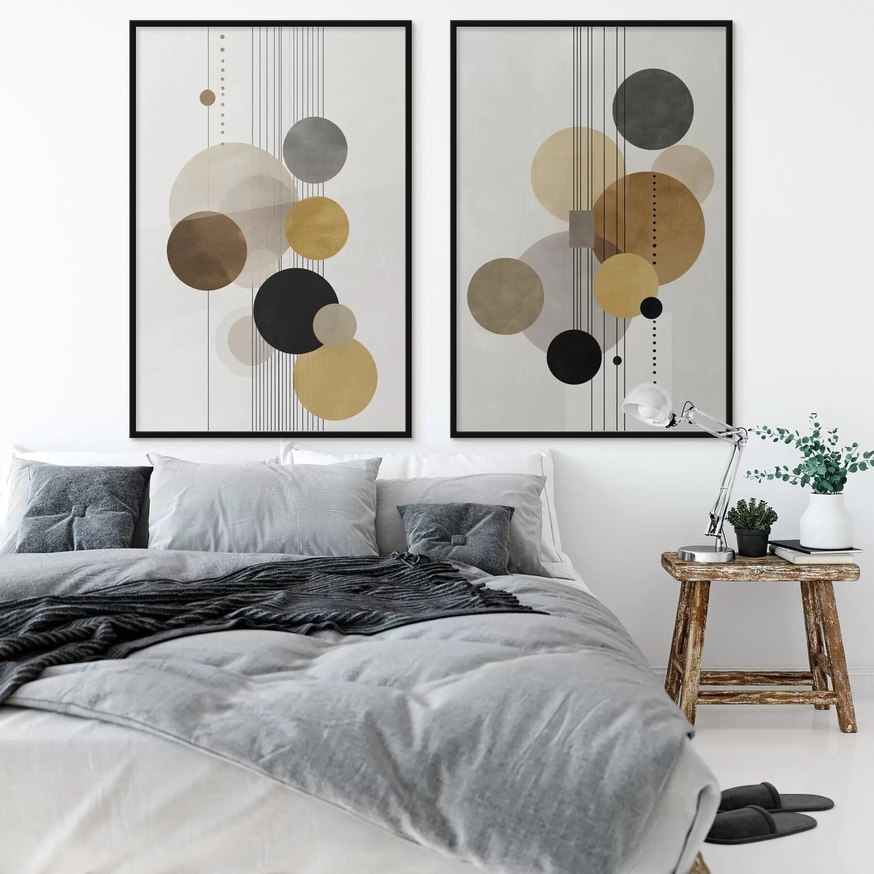 Fototapeedid abstraktne kompositsioon ringide ja joontega soojades värvides d01182