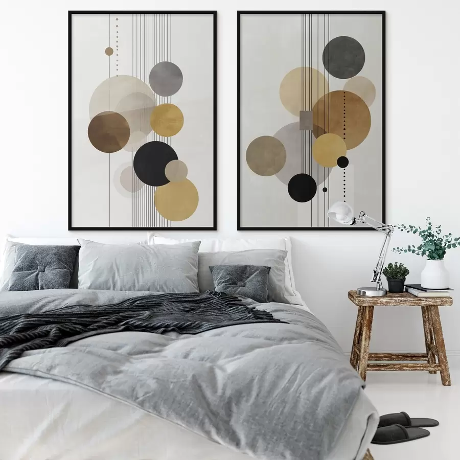 Fototapeedid abstraktne kompositsioon ringide ja joontega soojades värvides d01182