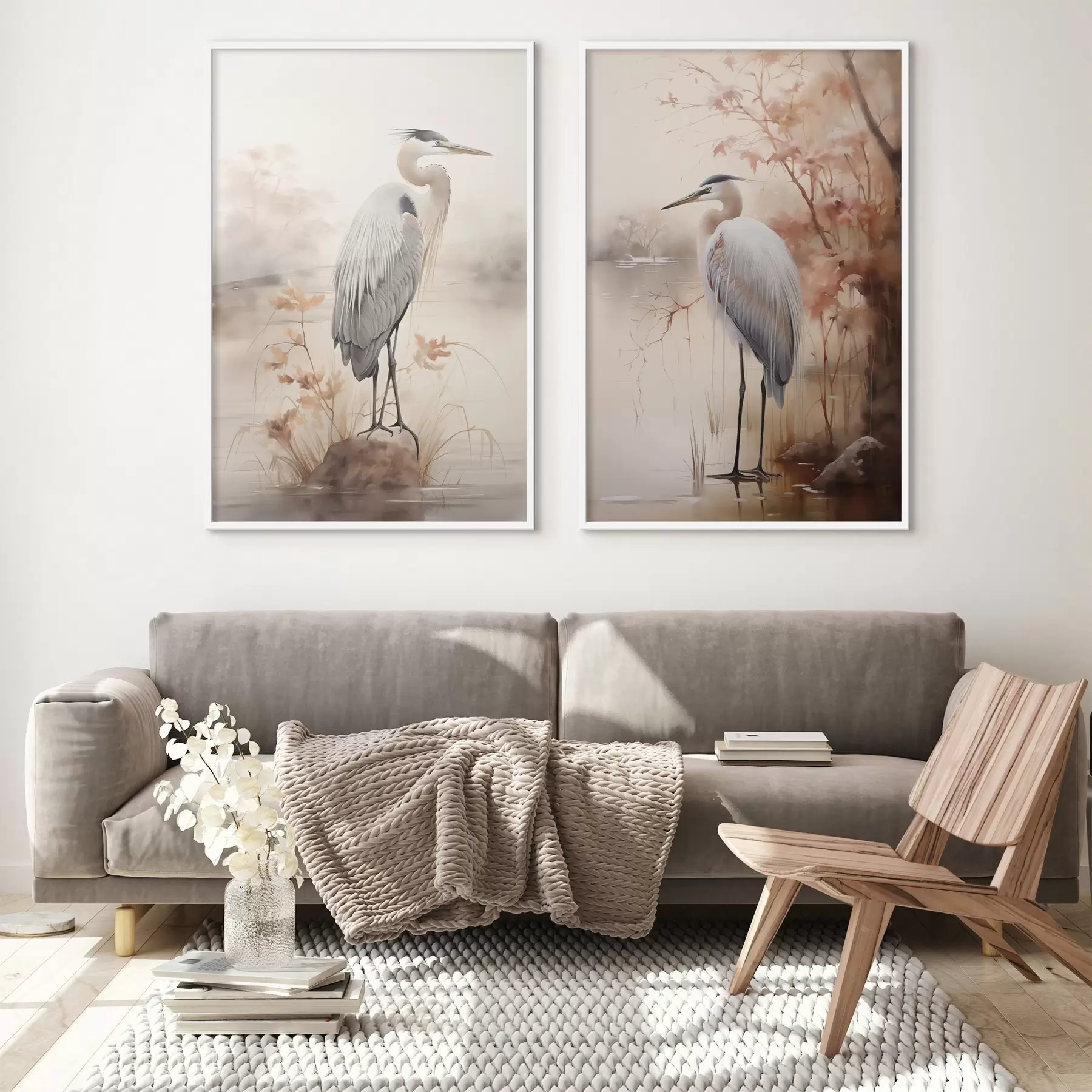 Fototapeedid Kõrgete rohtude ja puudega taustal seisab järve kaljul herilane. d01239