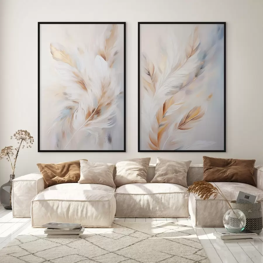 Fototapeedid Suured, pehmed suled, milles on segunenud valged, kollased ja pruunid toonid, heleda, abstraktse taustaga. d01247