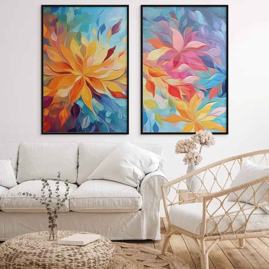 Fototapeedid Abstraktsed eredad lilled, imitatsioon õlimaal d01252