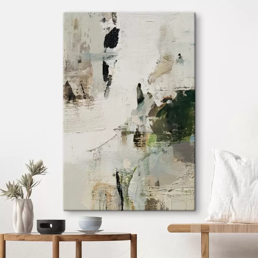 Pilt Abstraktne kompositsioon pastelltoonides tumeroheliste aktsentidega õlimaalistiilis s46960