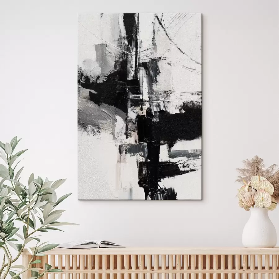 Pilt Tekstuuriga illustratsioon kontrastsete mustade ja hallide pintslitõmmetega õlimaalistiilis s47091