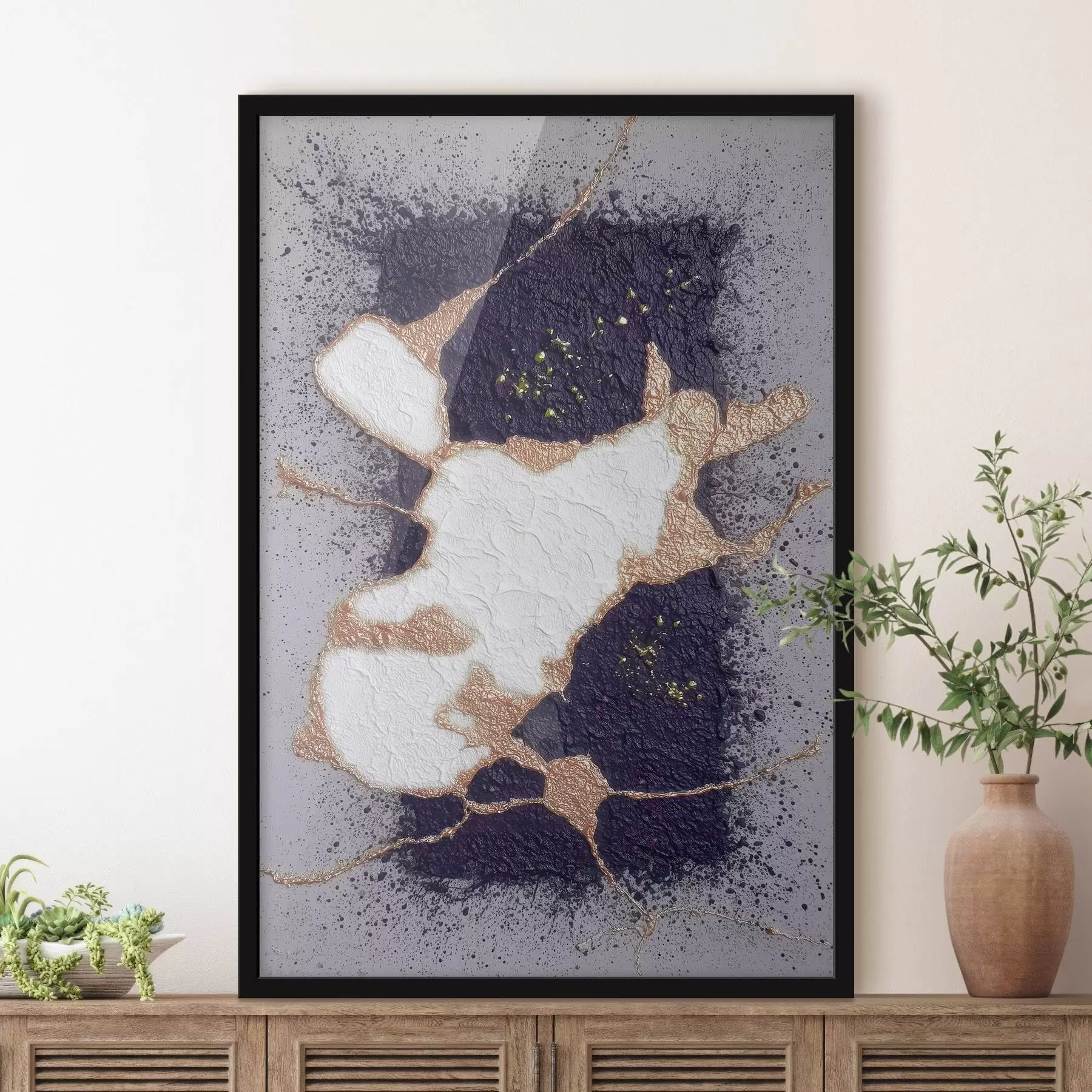 Fototapeedid Lilla ja beeži toonides abstraktne muster ruumilise tekstuuriefektiga f46952