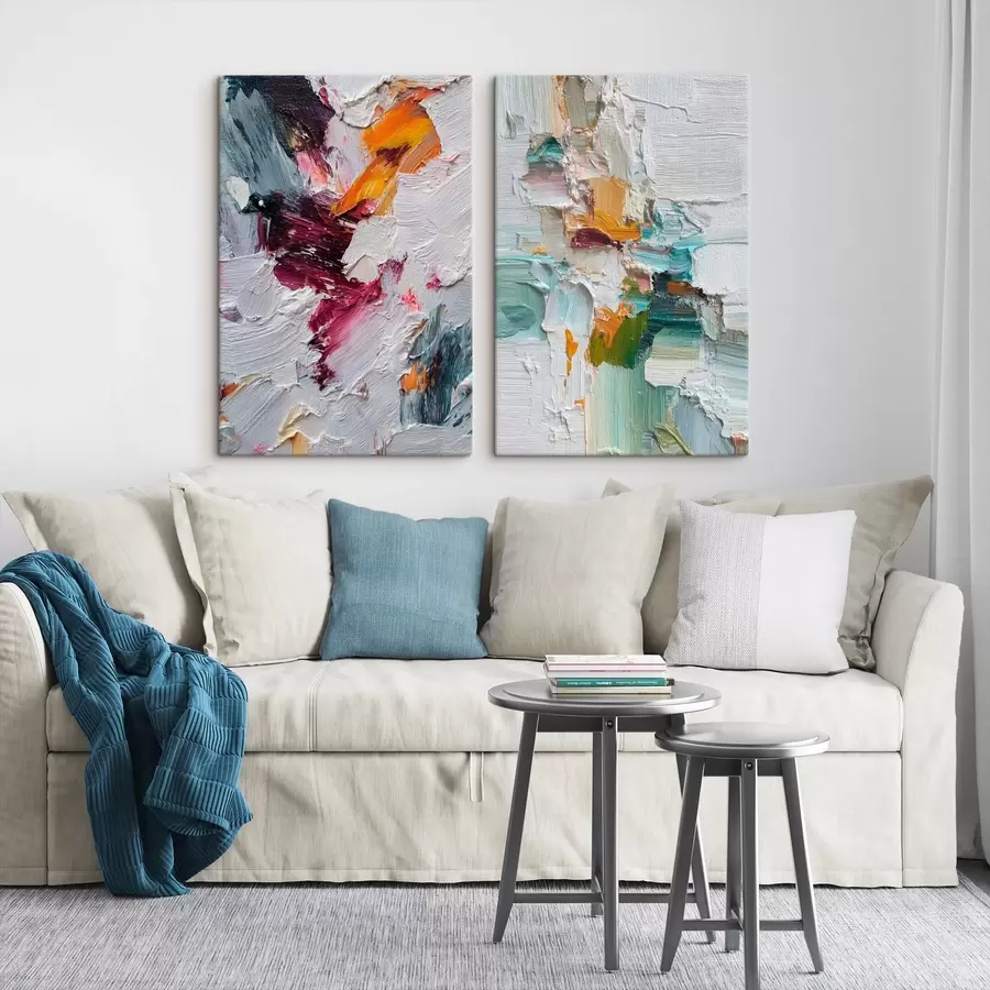 Pilt Värvikas abstraktne maal, millel on jämedad pintslitõmbed ja modernne stiil m01098