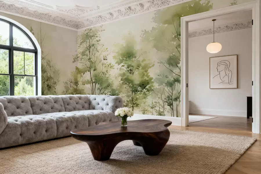 Fototapeedid Akvarell lehtpuumets w05180