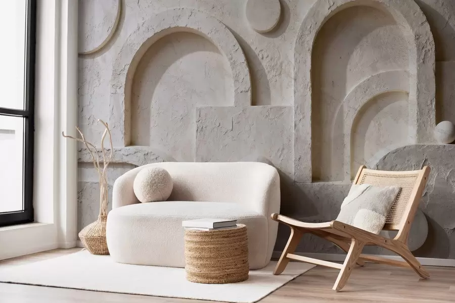 Fototapeedid Betoonist valmistatud ruumiline geomeetria w05186