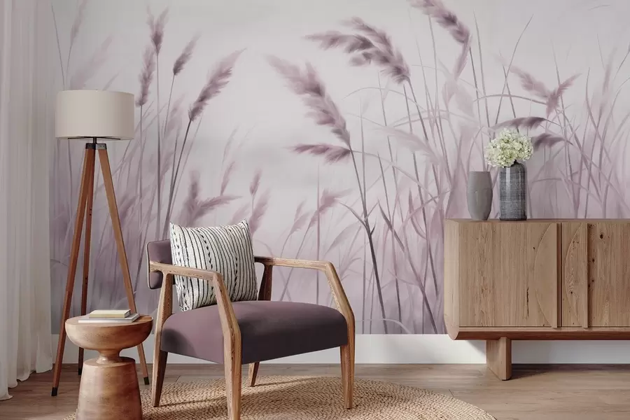 Fototapeedid Pikk, tekstuuriga kuiv rohi ja nisupõllu kõrred pehme, heleda taustaga w09648v2