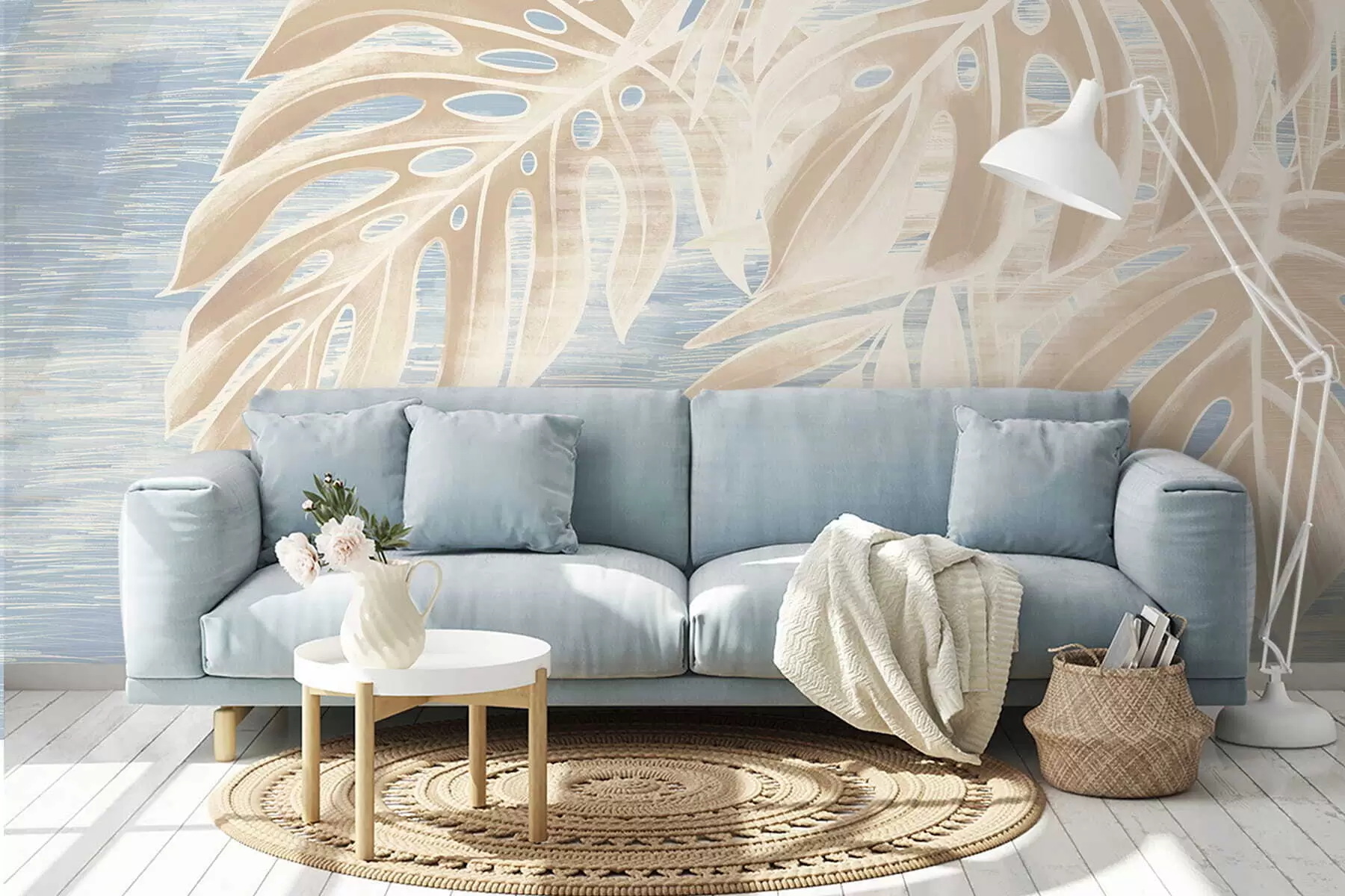 Fototapeedid Abstraktsed lehed soojades beežides toonides heledal taustal w05130