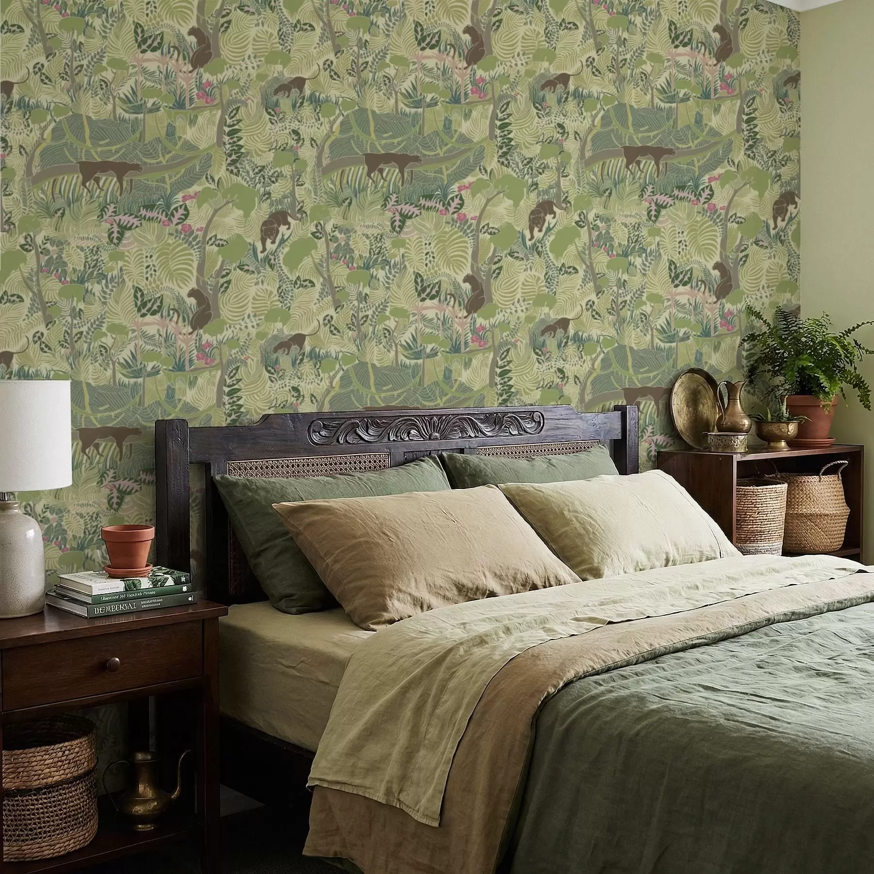 Fototapeedid Metsamaastik loomade ja tiheda lehtedega a01108