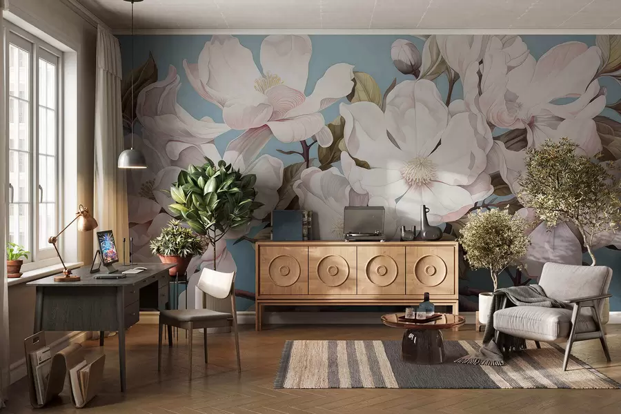 Fototapeedid Lopsakad lilled puuoksal w05178