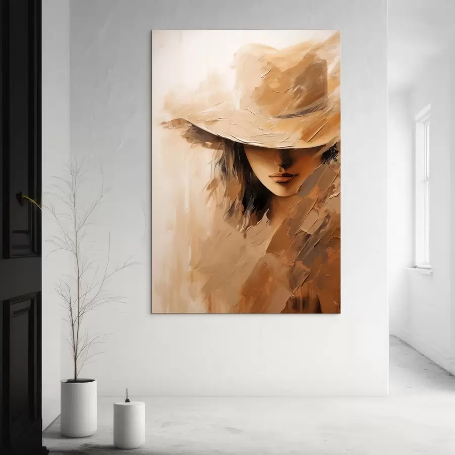 Pilt Kübaraga naine tekstuurse sooja pintslitõmbega s47315