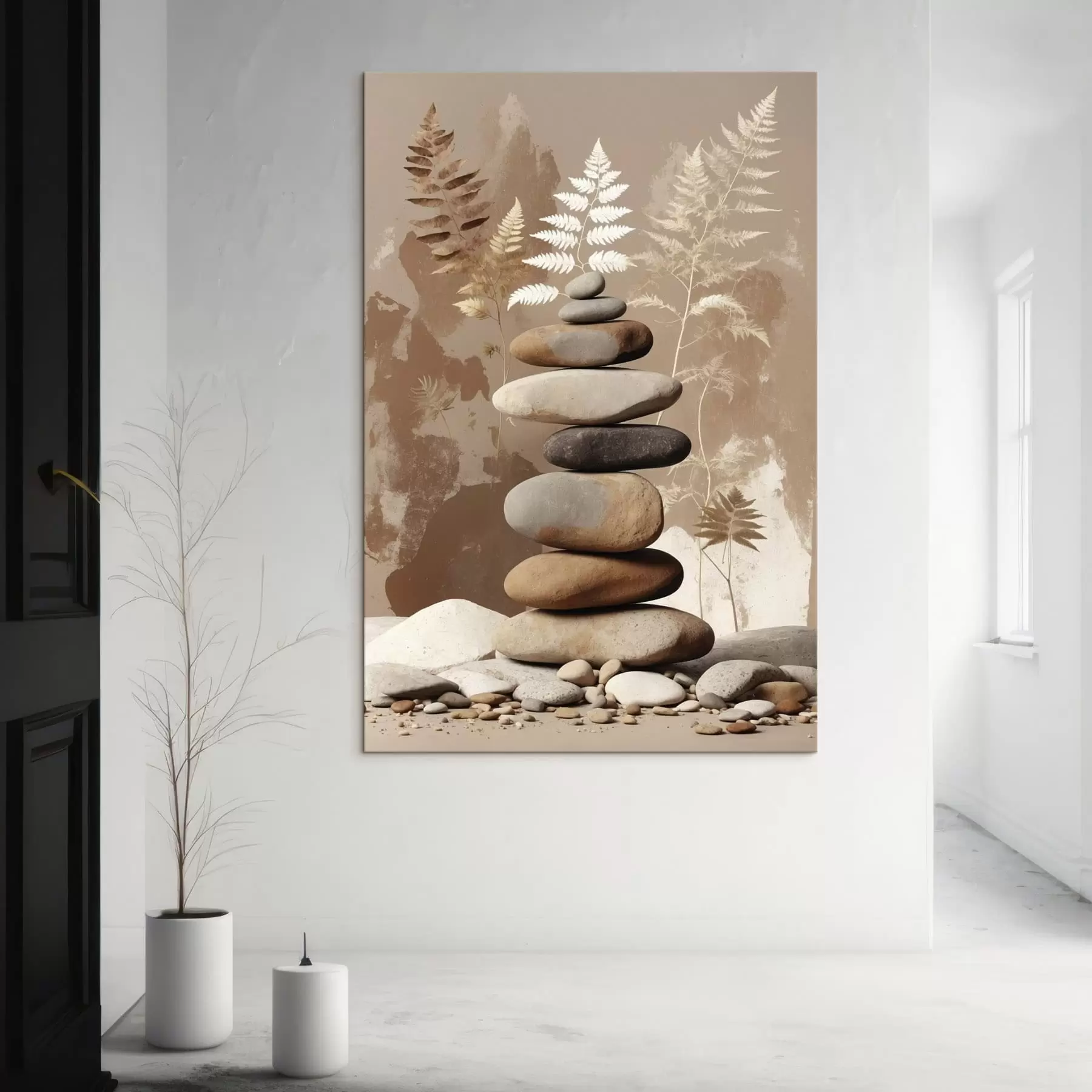 Fototapeedid Sile kivide virn botaanilise taustaga s47764