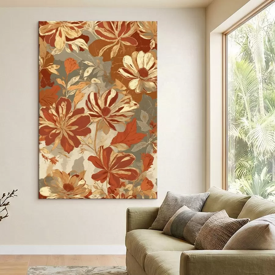 Pilt Lilleline muster soojades rooste- ja kreemitoonides s47770