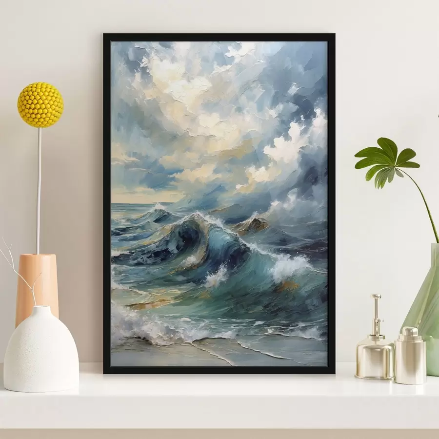 Fototapeedid Mere lained heleda pilvise taeva all f47275