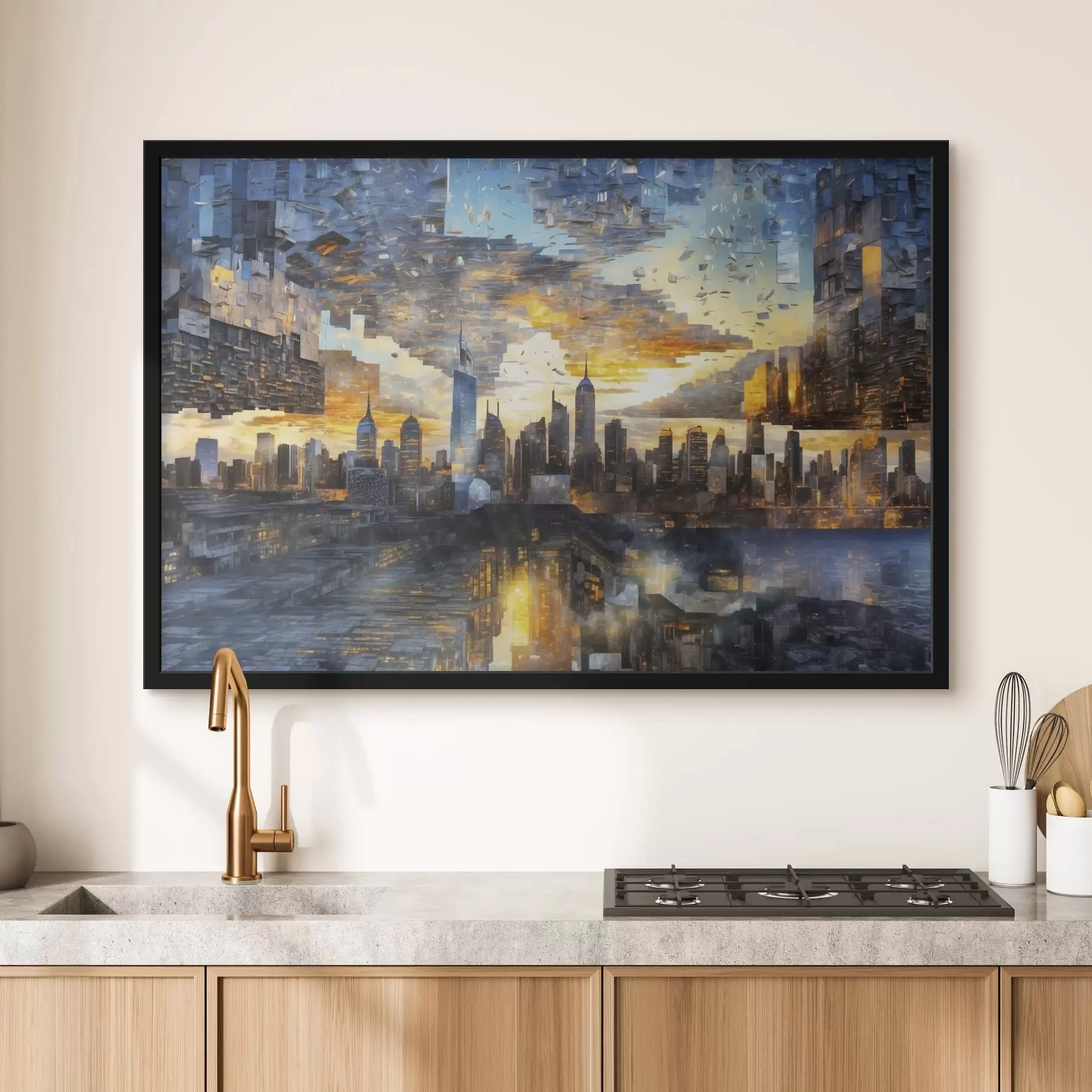 Fototapeedid Fantastiline linnamaastik killustunud taevaga f47768