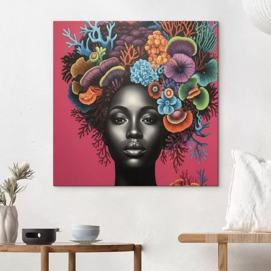 Pilt Psühhedeelne portree naisest seentega s47786