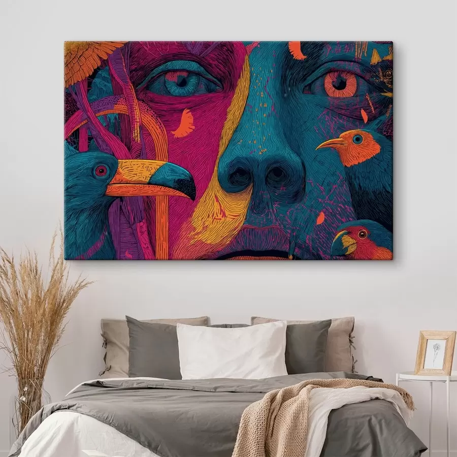 Pilt Psühhedeelne portree lindudega s47789