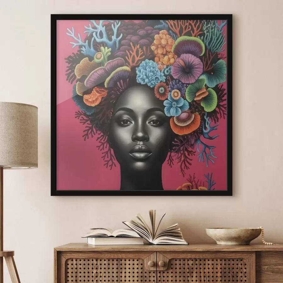 Fototapeedid Psühhedeelne portree naisest seentega f47786