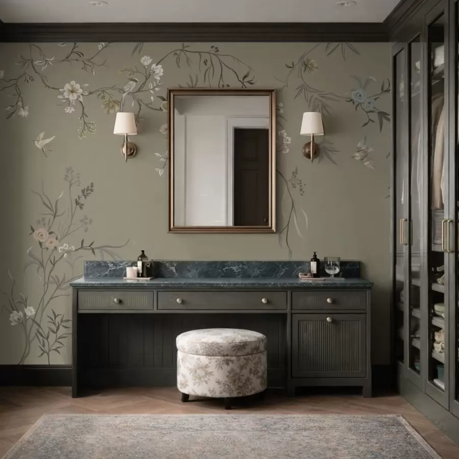 Fototapeedid Lilleline motiiv lindudega hallil taustal w05127v4