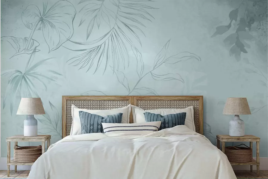 Fototapeedid Lineaarne taim pehme rohelisel taustal w05128v1