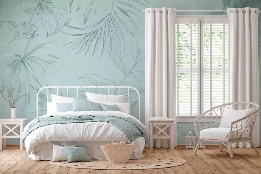 Fototapeedid Lineaarne taim pehme rohelisel taustal w05128v1