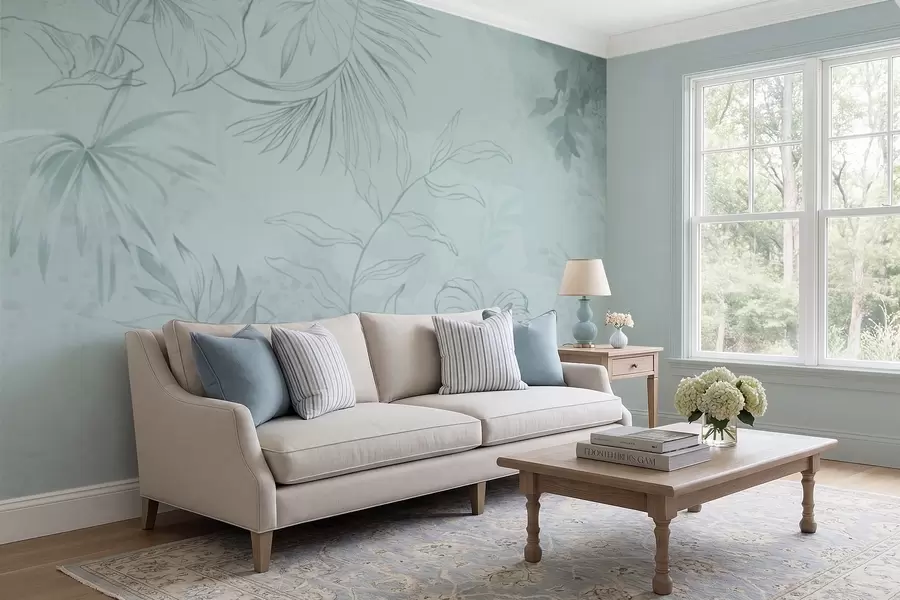 Fototapeedid Lineaarne taim pehme rohelisel taustal w05128v1