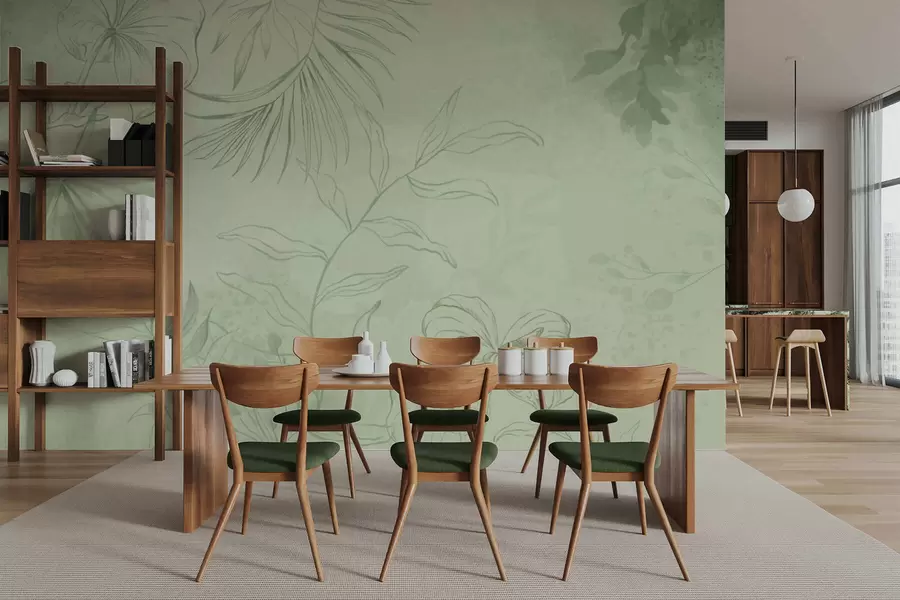 Fototapeedid Lineaarne taimestik jaheda sinise taustaga w05128v2