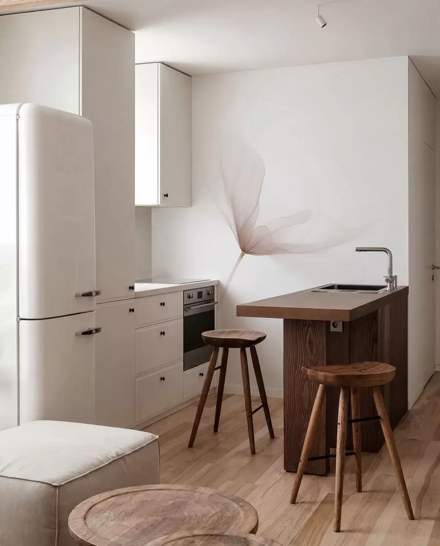 Fototapeedid Õhulised beežid lilled minimalistlikus kerges stiilis w09734
