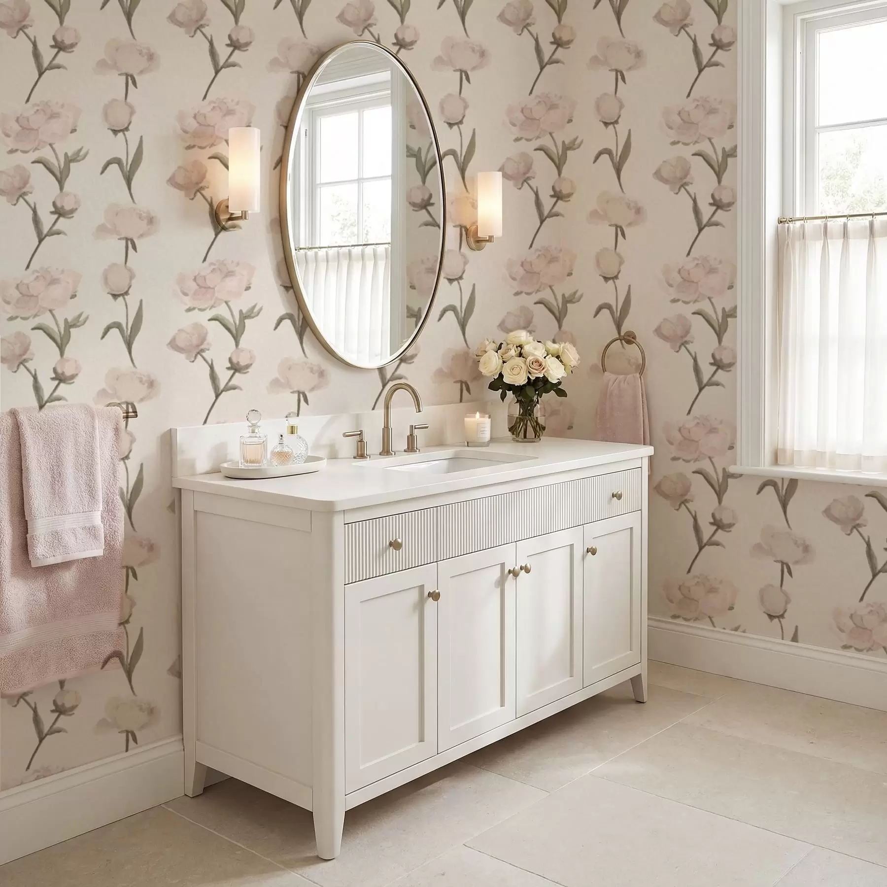 Fototapeedid Hele taustal õrnad roosad pioonid a01114