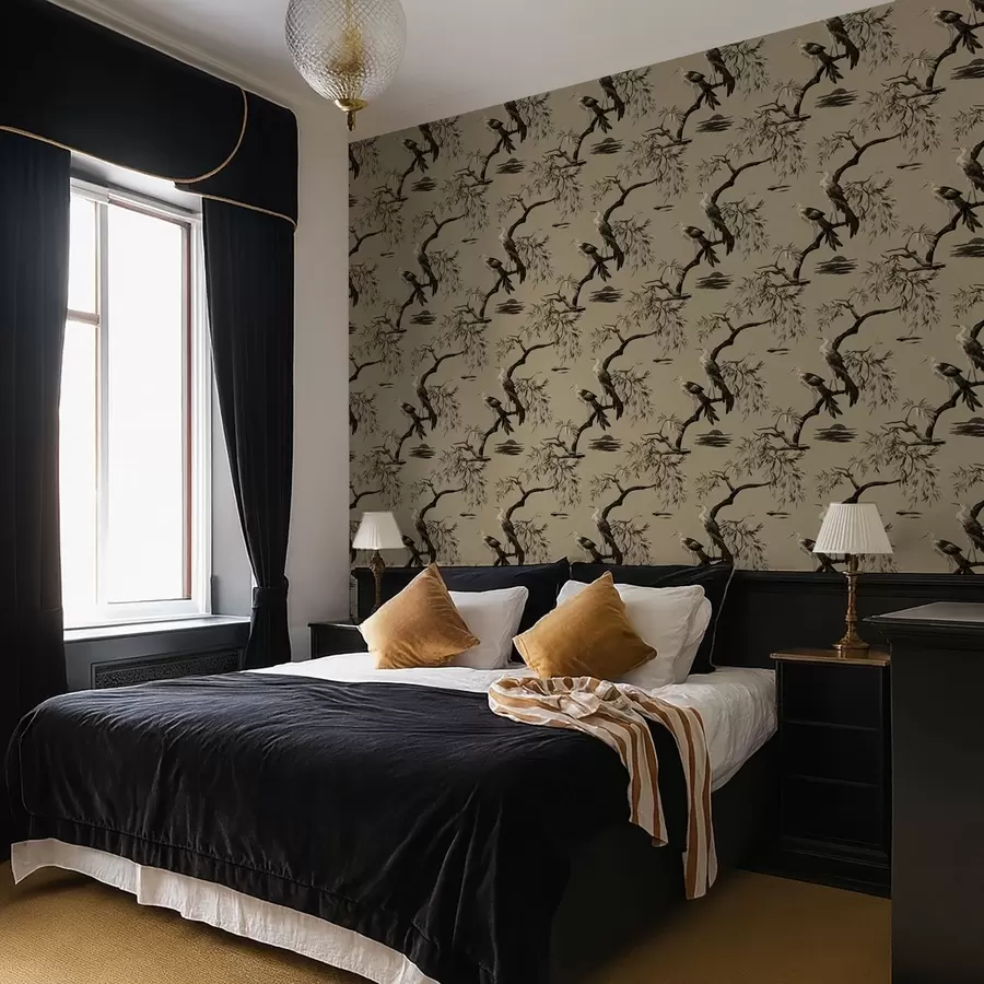 Fototapeedid Linnud oksal monokroomsetes toonides a01116v2