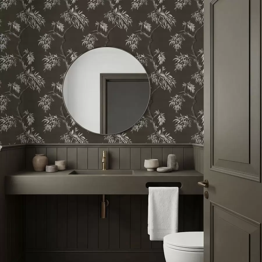 Fototapeedid Monokroomne oks lehtedega tumedal taustal a01117v2