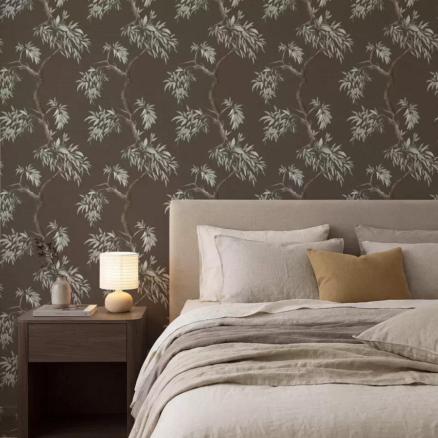 Fototapeedid Lehtedega puuoks pruuni taustaga a01117v3