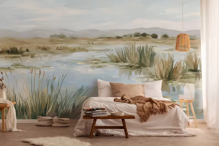 Fototapeedid Vaikne, rahulik järv maaliline maastik w05214