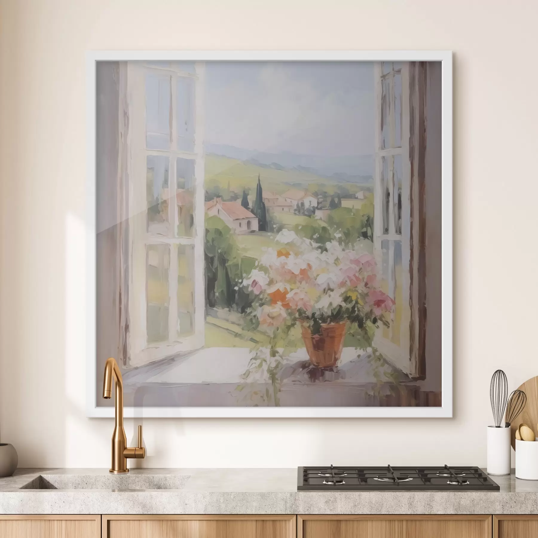 Fototapeedid Lillede kimp vaasis akna ääres f48052