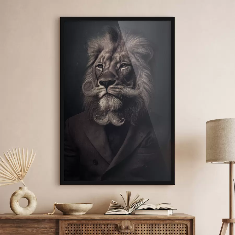 Fototapeedid lõvi, kellel on juuksurisalongi stiilis habe f47947