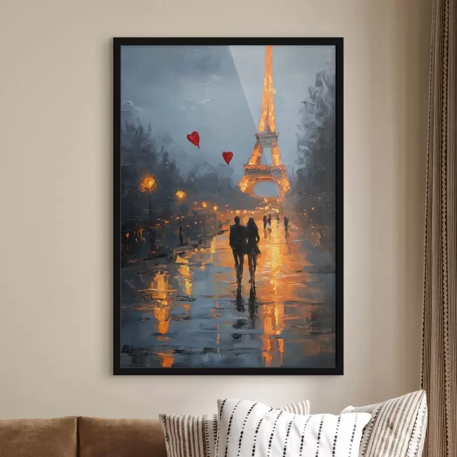 Fototapeedid romantiline jalutuskäik Pariisis õlimaalistiilis f47952