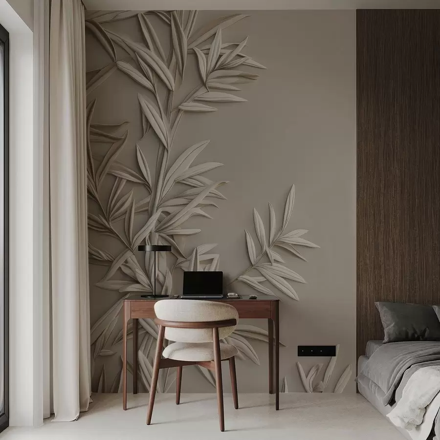 Fototapeedid Basreljeefide lehtede imitatsioon w05244