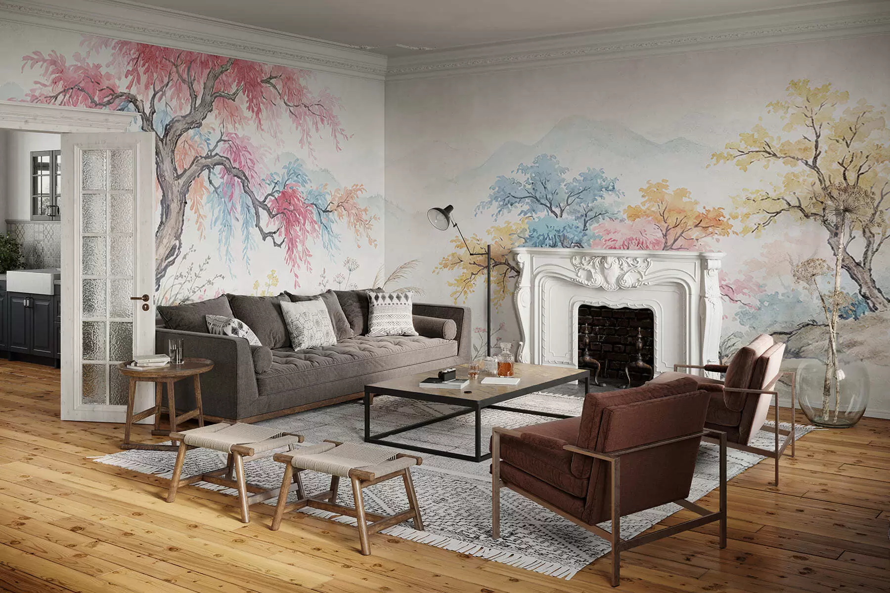 Fototapeedid Värviline aed betoonseinale maalitud w05246