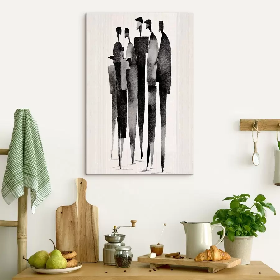 Pilt minimalistlikud piklikud inimkujud, mis seisavad rivis s48068