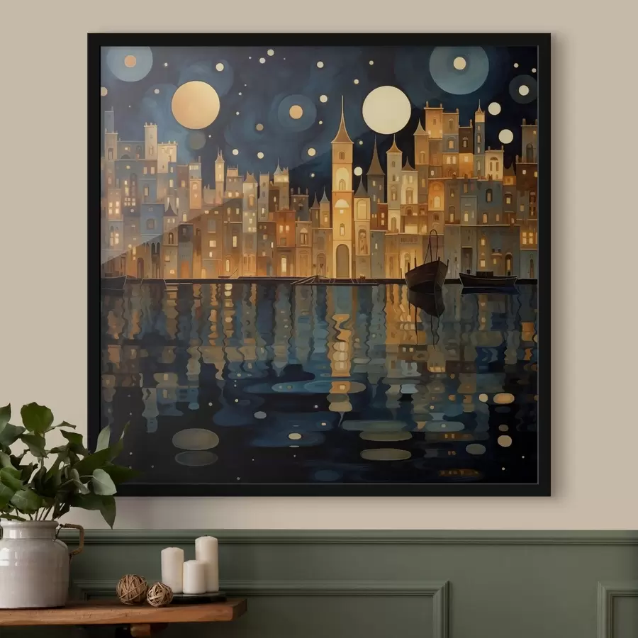 Fototapeedid kapriisne öö linn vee ääres f48063