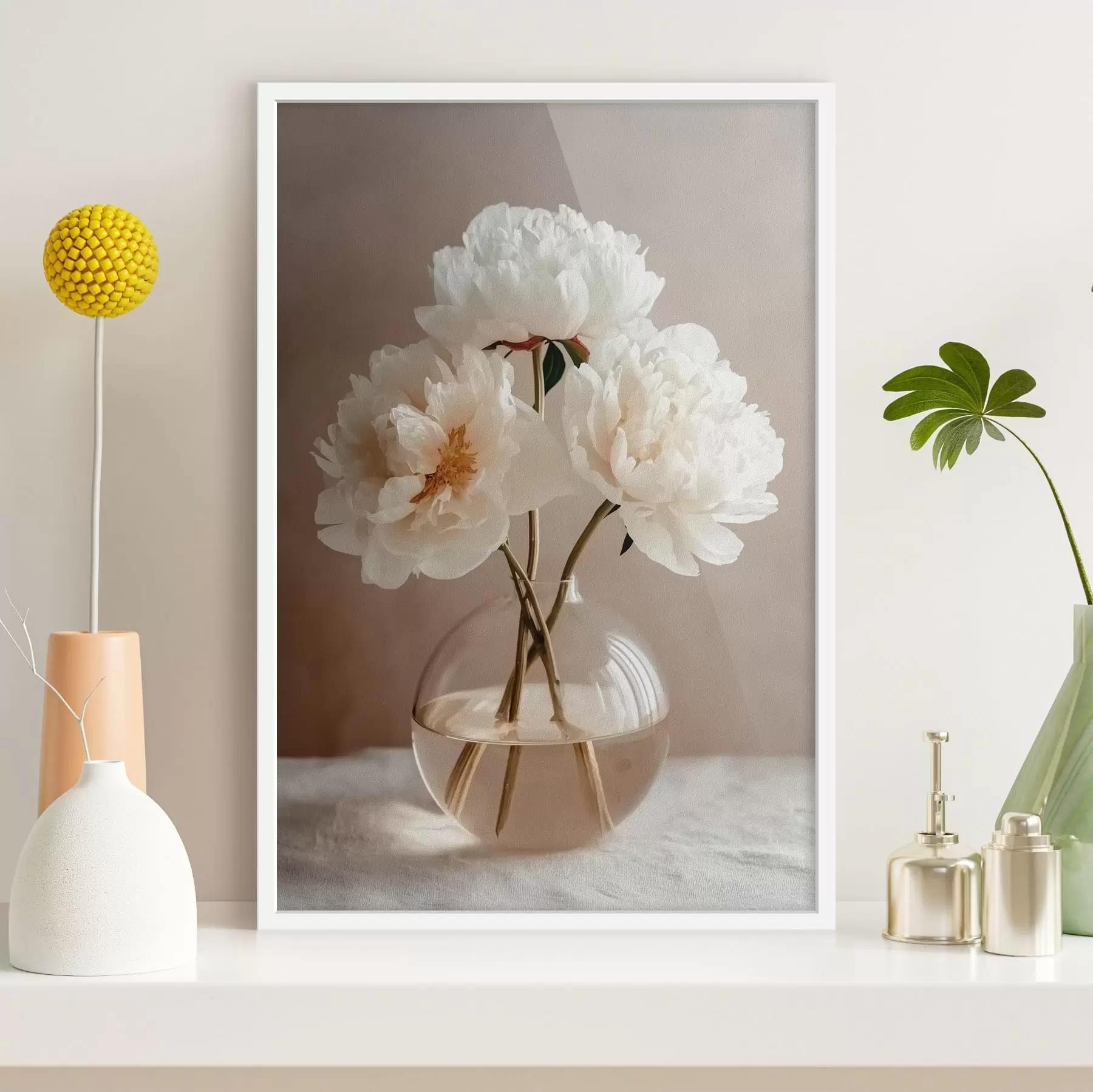 Fototapeedid õhuline minimalistlik natüürmort peonidega f48119