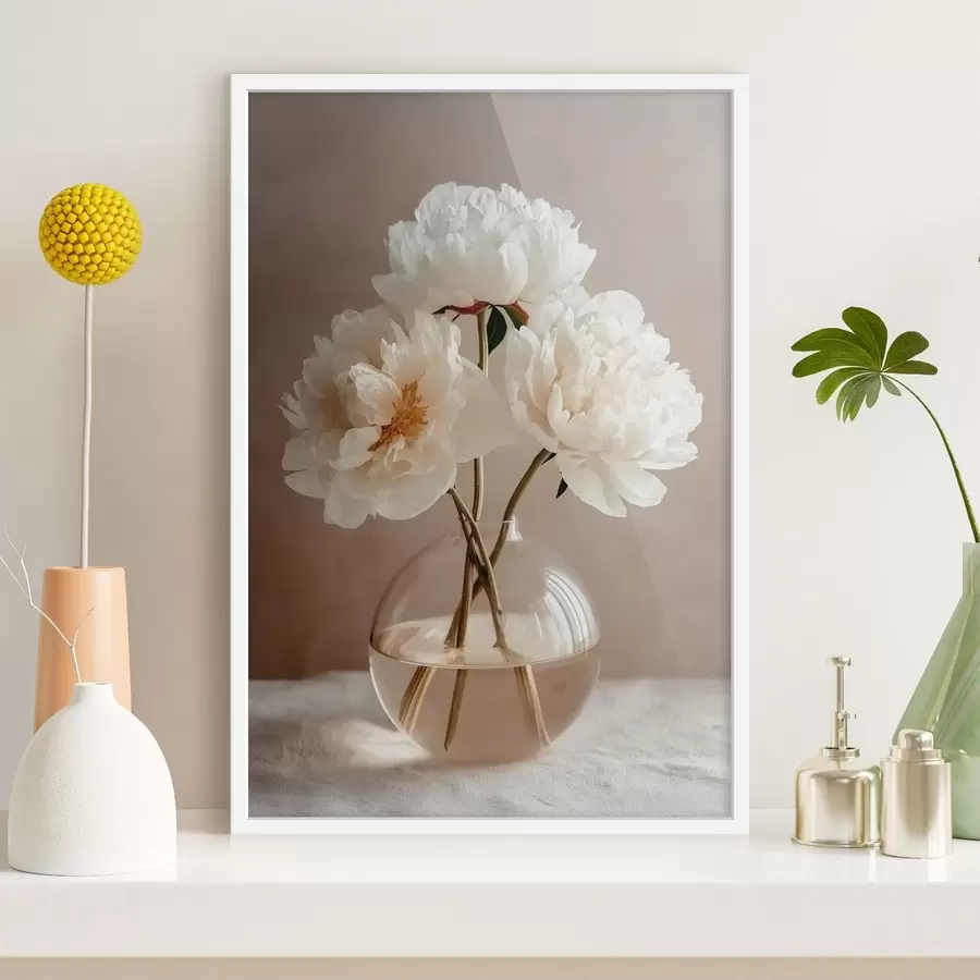 Fototapeedid õhuline minimalistlik natüürmort peonidega f48119