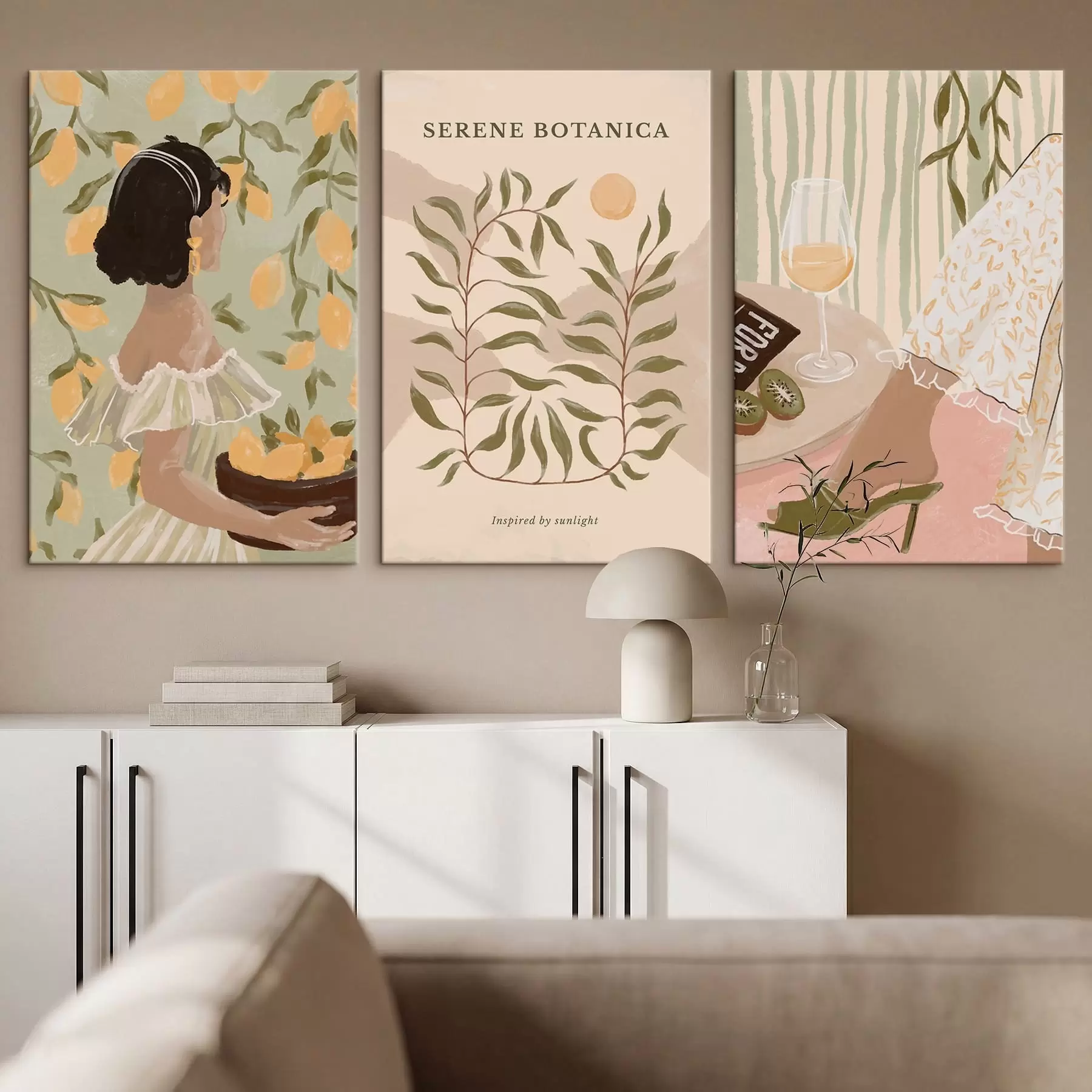 Pilt Naine sidrunitega, plakat ja laud m30098